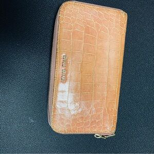 Miu Miu Tan Croc-Embossed Wallet